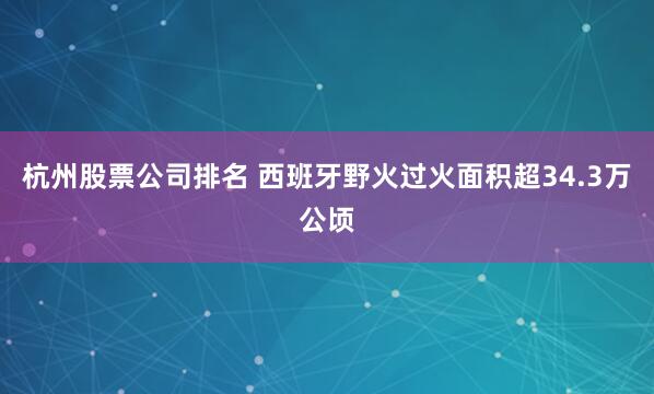杭州股票公司排名 西班牙野火过火面积超34.3万公顷
