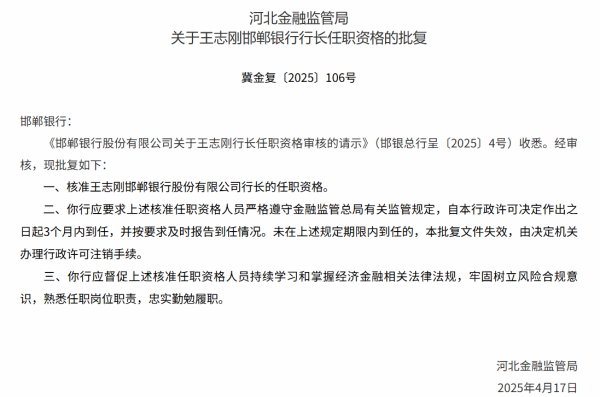 炒股配资平台网 邯郸银行迎农行系新行长，折价股权三度流拍