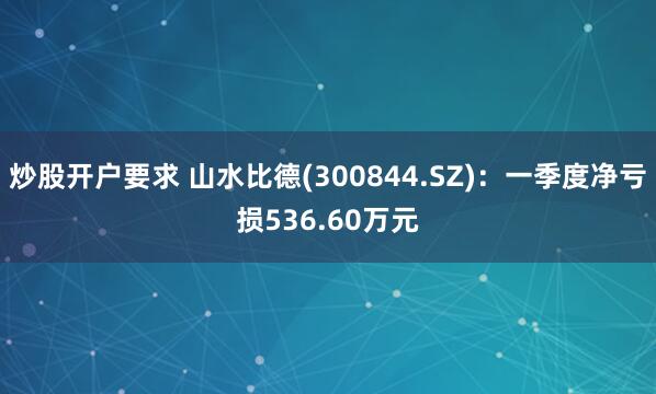 炒股开户要求 山水比德(300844.SZ)：一季度净亏损536.60万元