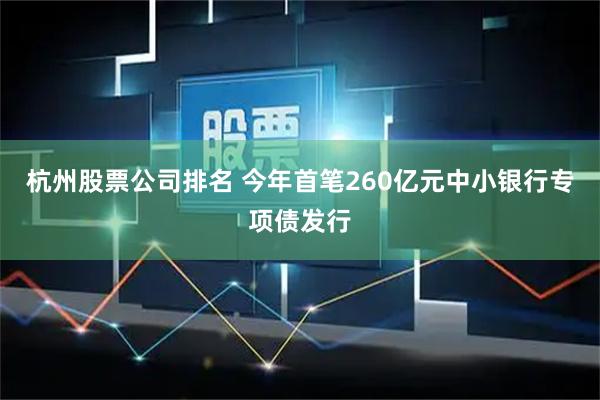 杭州股票公司排名 今年首笔260亿元中小银行专项债发行